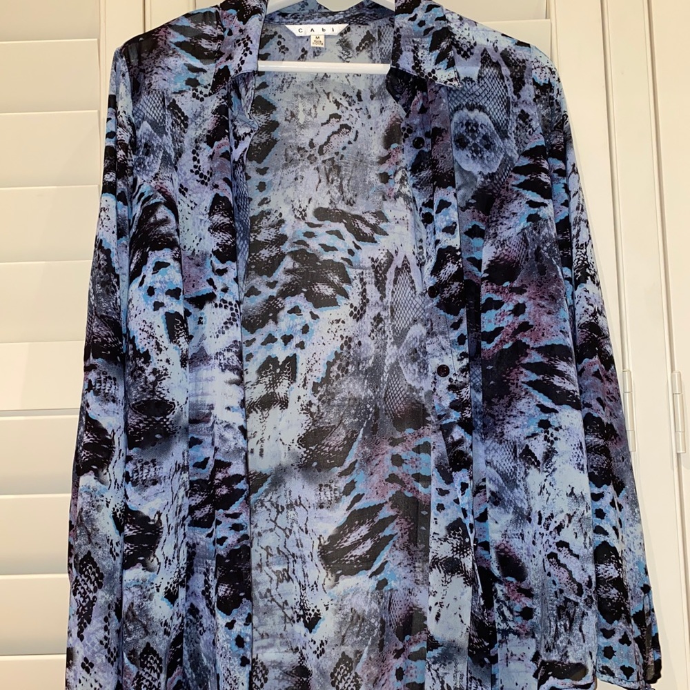 CAbi Blue and Purple Snakeskin Blouse